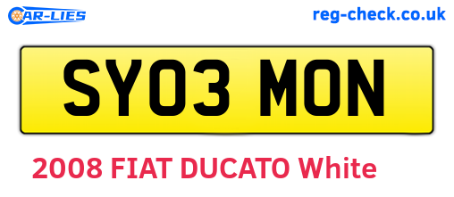 SY03MON are the vehicle registration plates.