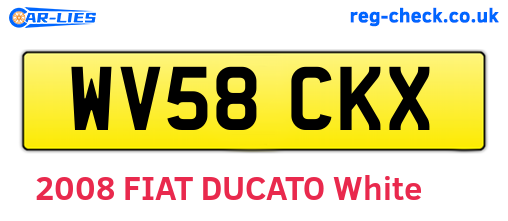 WV58CKX are the vehicle registration plates.