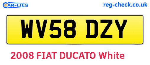 WV58DZY are the vehicle registration plates.