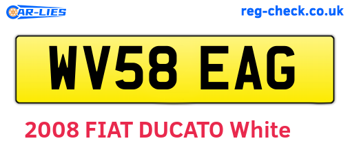WV58EAG are the vehicle registration plates.