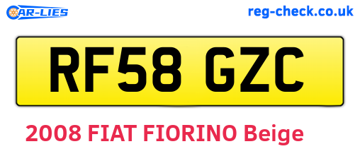RF58GZC are the vehicle registration plates.