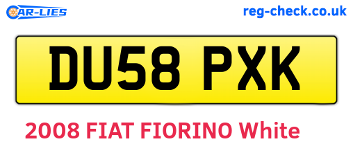 DU58PXK are the vehicle registration plates.