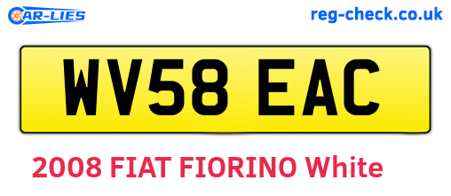 WV58EAC are the vehicle registration plates.
