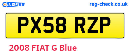 PX58RZP are the vehicle registration plates.