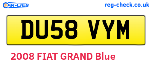 DU58VYM are the vehicle registration plates.