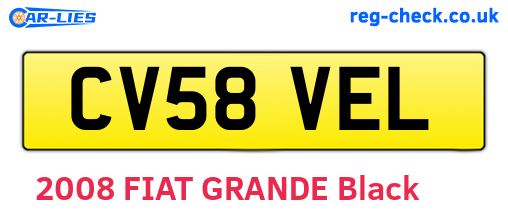 CV58VEL are the vehicle registration plates.