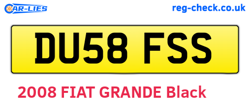DU58FSS are the vehicle registration plates.