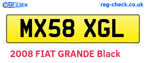 MX58XGL are the vehicle registration plates.