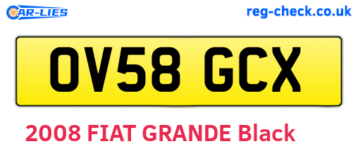 OV58GCX are the vehicle registration plates.