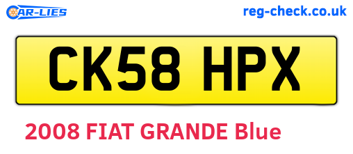 CK58HPX are the vehicle registration plates.
