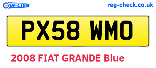 PX58WMO are the vehicle registration plates.