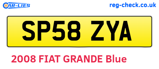 SP58ZYA are the vehicle registration plates.