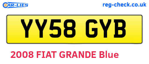 YY58GYB are the vehicle registration plates.