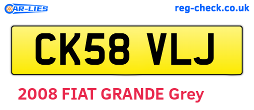 CK58VLJ are the vehicle registration plates.
