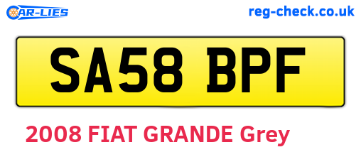 SA58BPF are the vehicle registration plates.