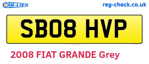 SB08HVP are the vehicle registration plates.