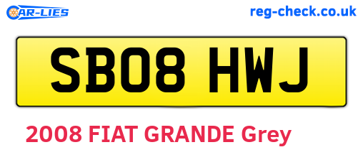 SB08HWJ are the vehicle registration plates.