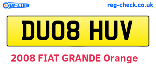 DU08HUV are the vehicle registration plates.