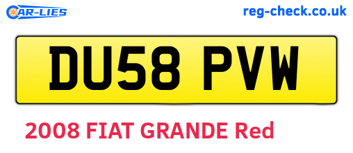 DU58PVW are the vehicle registration plates.
