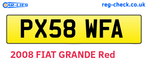 PX58WFA are the vehicle registration plates.
