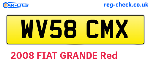 WV58CMX are the vehicle registration plates.