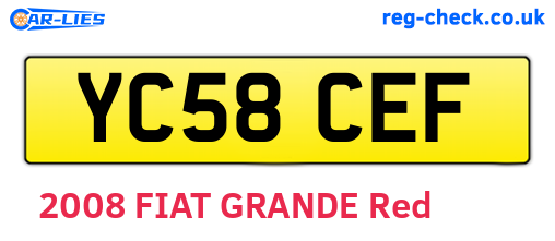YC58CEF are the vehicle registration plates.