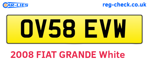 OV58EVW are the vehicle registration plates.
