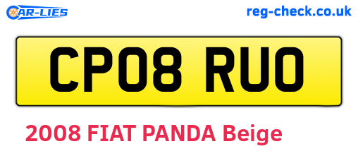 CP08RUO are the vehicle registration plates.