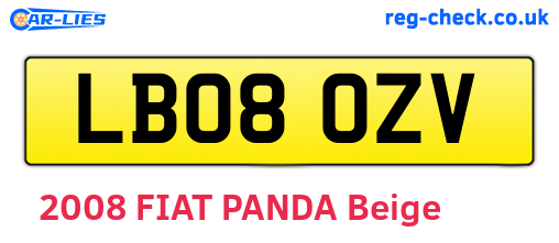 LB08OZV are the vehicle registration plates.