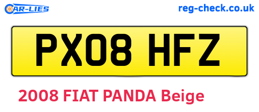 PX08HFZ are the vehicle registration plates.