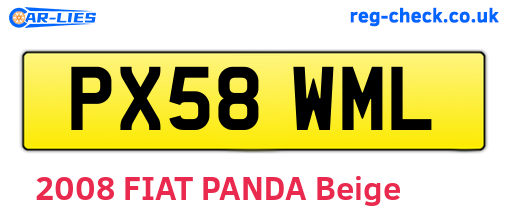 PX58WML are the vehicle registration plates.