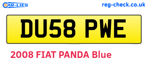 DU58PWE are the vehicle registration plates.