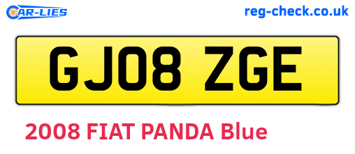 GJ08ZGE are the vehicle registration plates.