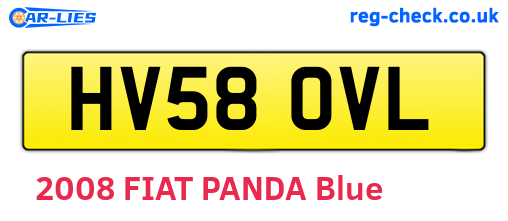HV58OVL are the vehicle registration plates.