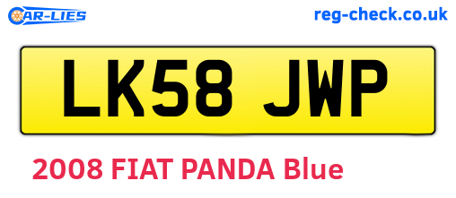 LK58JWP are the vehicle registration plates.
