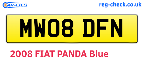MW08DFN are the vehicle registration plates.