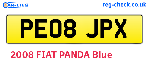 PE08JPX are the vehicle registration plates.