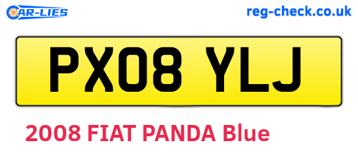 PX08YLJ are the vehicle registration plates.