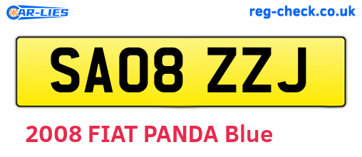 SA08ZZJ are the vehicle registration plates.
