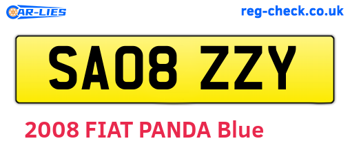 SA08ZZY are the vehicle registration plates.