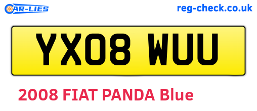 YX08WUU are the vehicle registration plates.