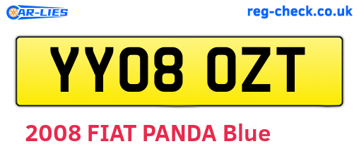 YY08OZT are the vehicle registration plates.
