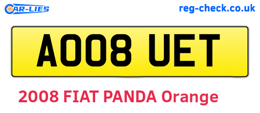 AO08UET are the vehicle registration plates.