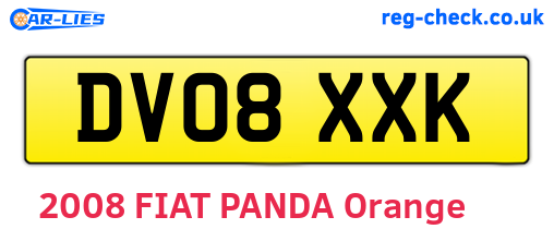 DV08XXK are the vehicle registration plates.