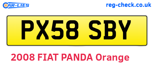 PX58SBY are the vehicle registration plates.