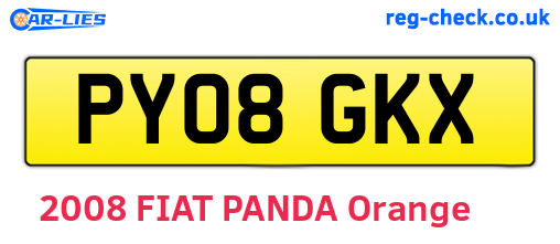 PY08GKX are the vehicle registration plates.