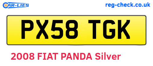 PX58TGK are the vehicle registration plates.