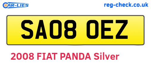SA08OEZ are the vehicle registration plates.