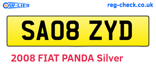 SA08ZYD are the vehicle registration plates.