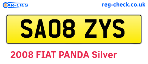 SA08ZYS are the vehicle registration plates.
